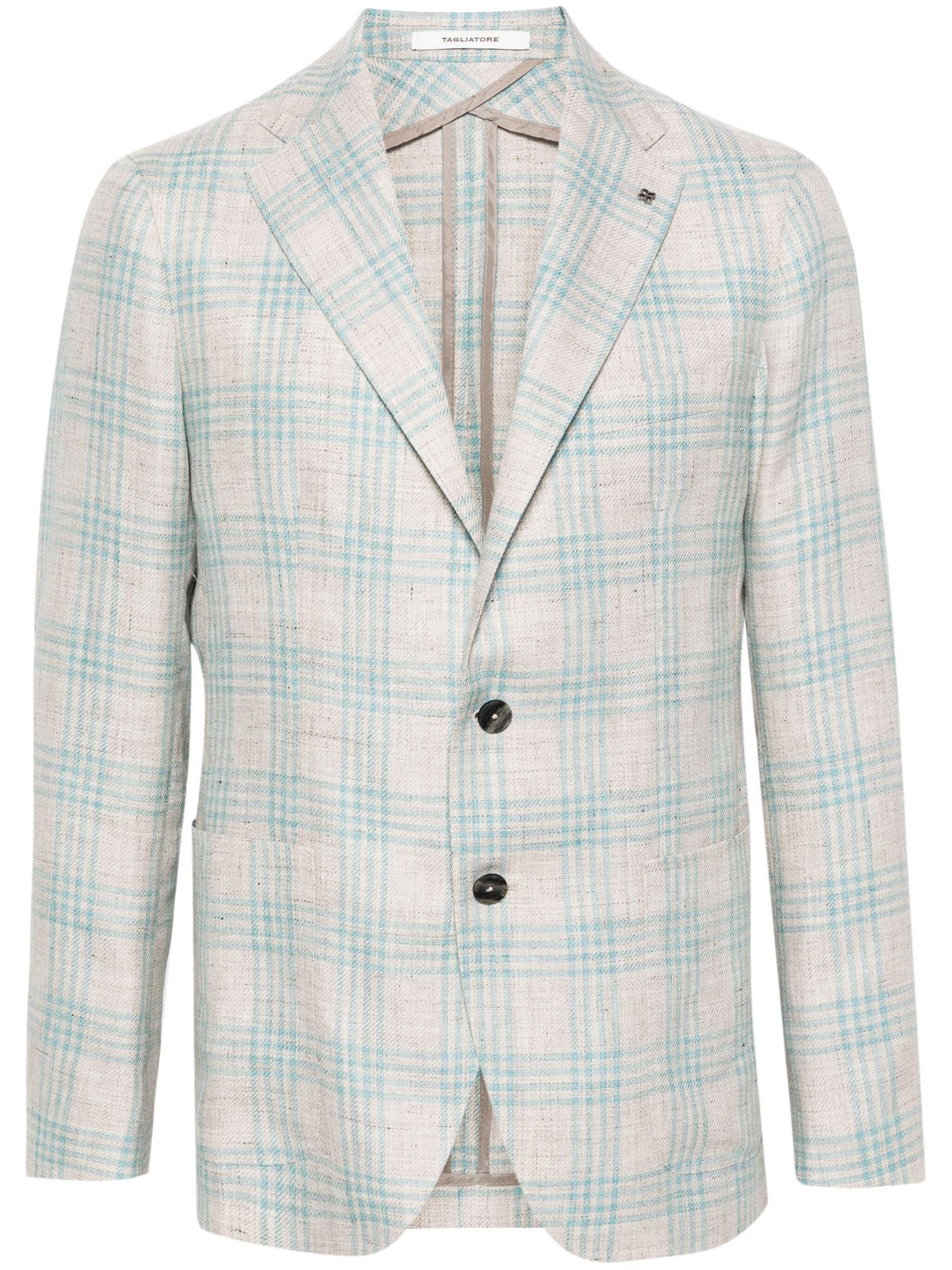 Tagliatore Sky Blue Check Beige Blazer Product Image