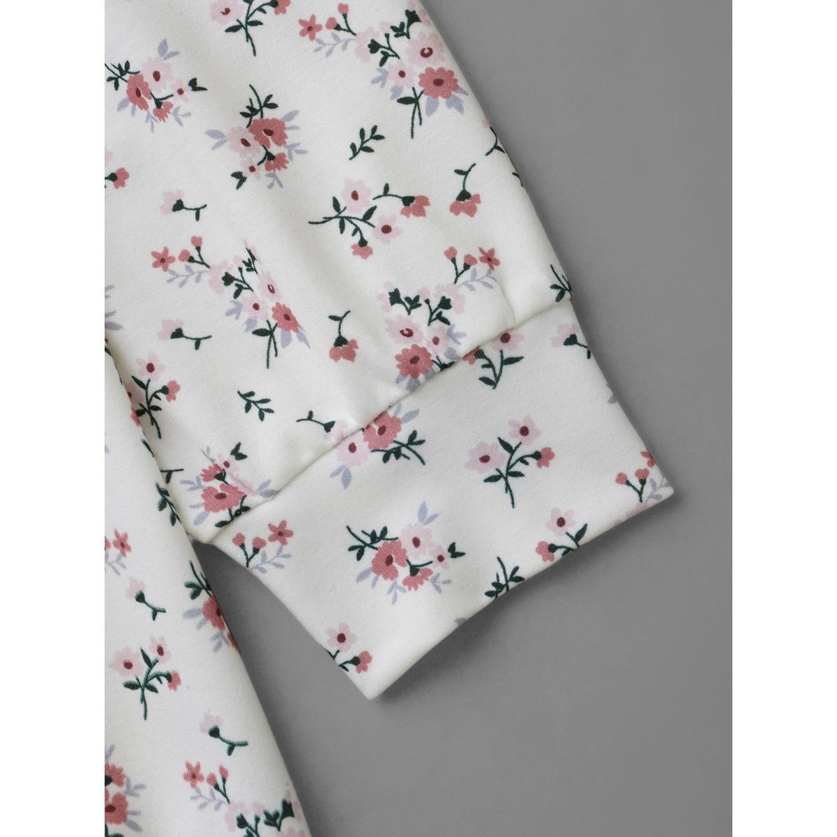 Plus Size Ditsy Floral Round Neck Sweatshirt Women Multicolor Casual Contrast Loose Round Neck Everyday Sweatshirts BloomChic 18-20/2X Product Image