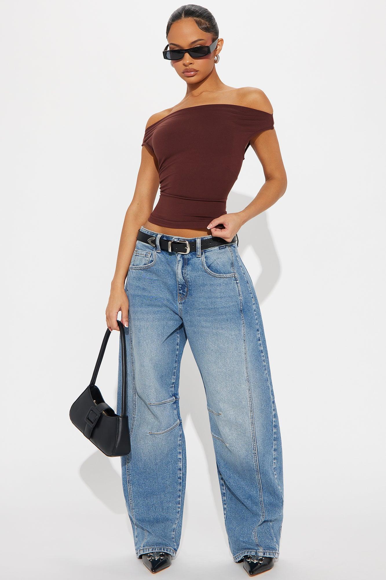 Effortlessly Chic Sleeveless Off Shoulder Top  - Chocolate Product Image