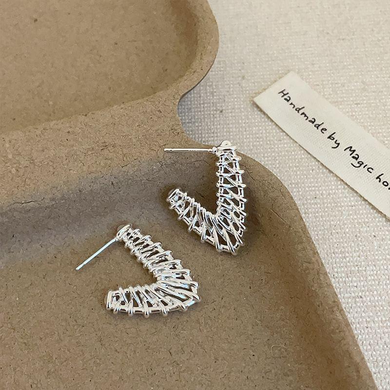 925 Sterling Silver Heart Drop Earring Product Image
