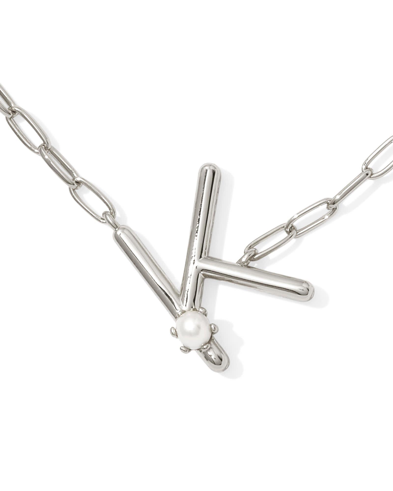 Pearl Silver Letter X Short Pendant Necklace in Freshwater Cultured Pearl Product Image