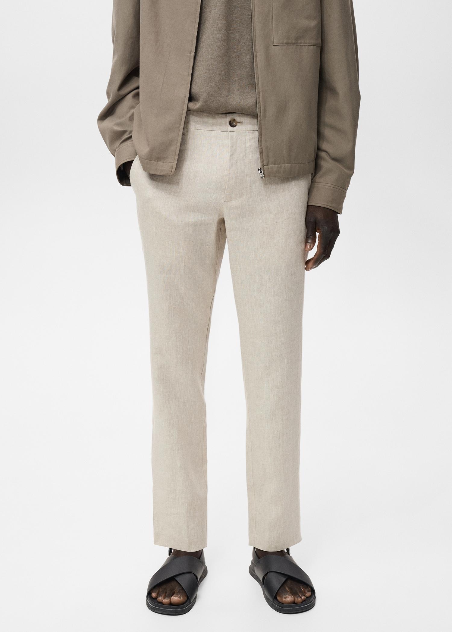 Slim-fit 100% linen pants - Men | MANGO USA Product Image