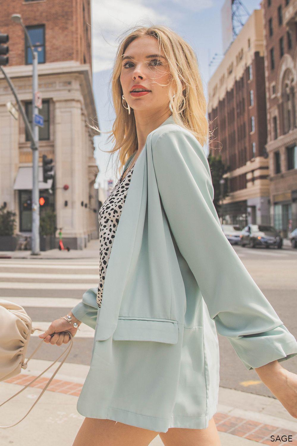 5524   Traci Ruched Sleeve Lined Blazer - Reg & Plus! Product Image