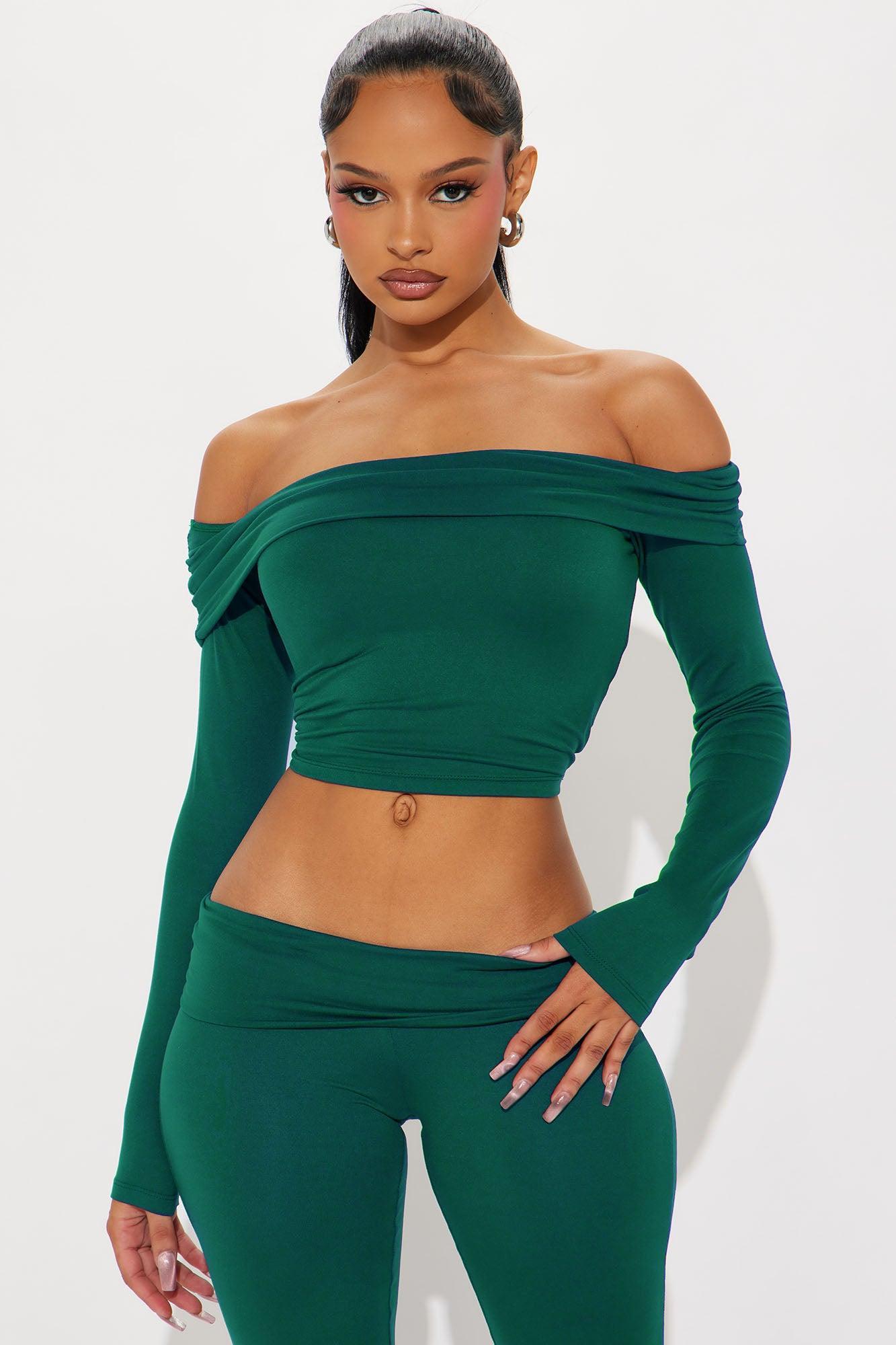 Shayna Off Shoulder Pant Set - Hunter Product Image