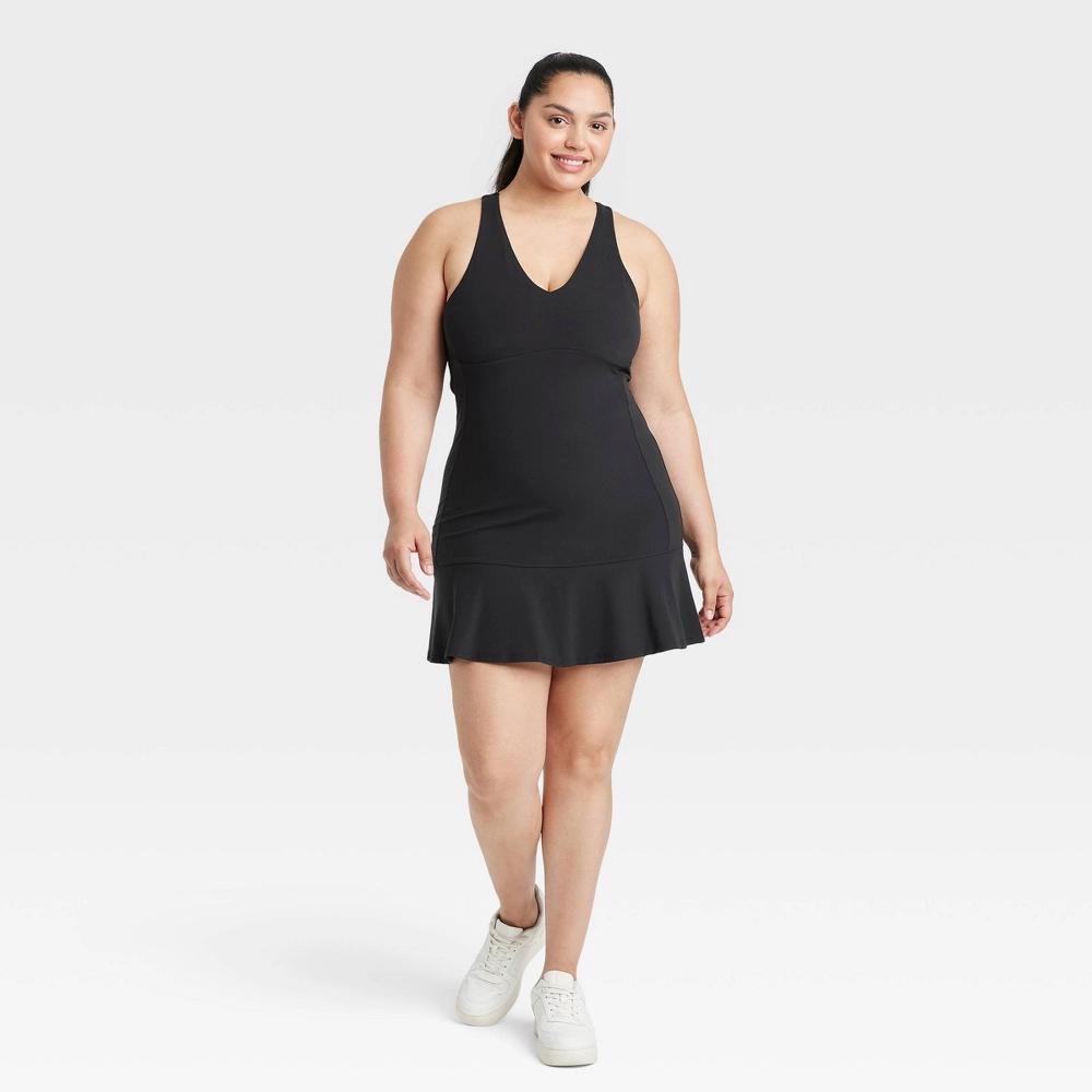 Womens Everyday Soft Double V Active Dress - All In Motion Black XXL: Moisture Wicking, Quick Drying, Built-in Shelf Bra Product Image