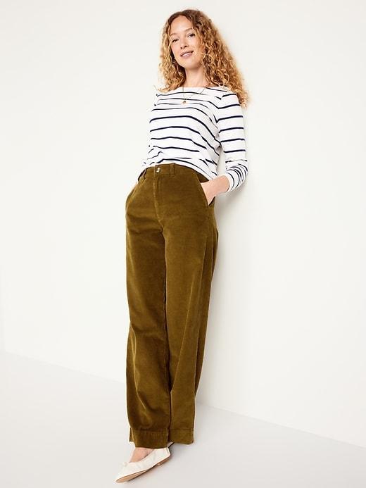 High-Waisted Corduroy Wide-Leg Pants Product Image