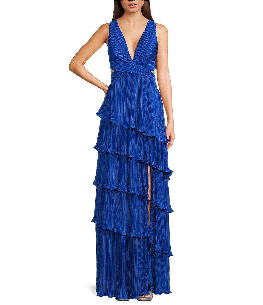 Lulus Mulholland Cutout Plisse Maxi Dress Product Image