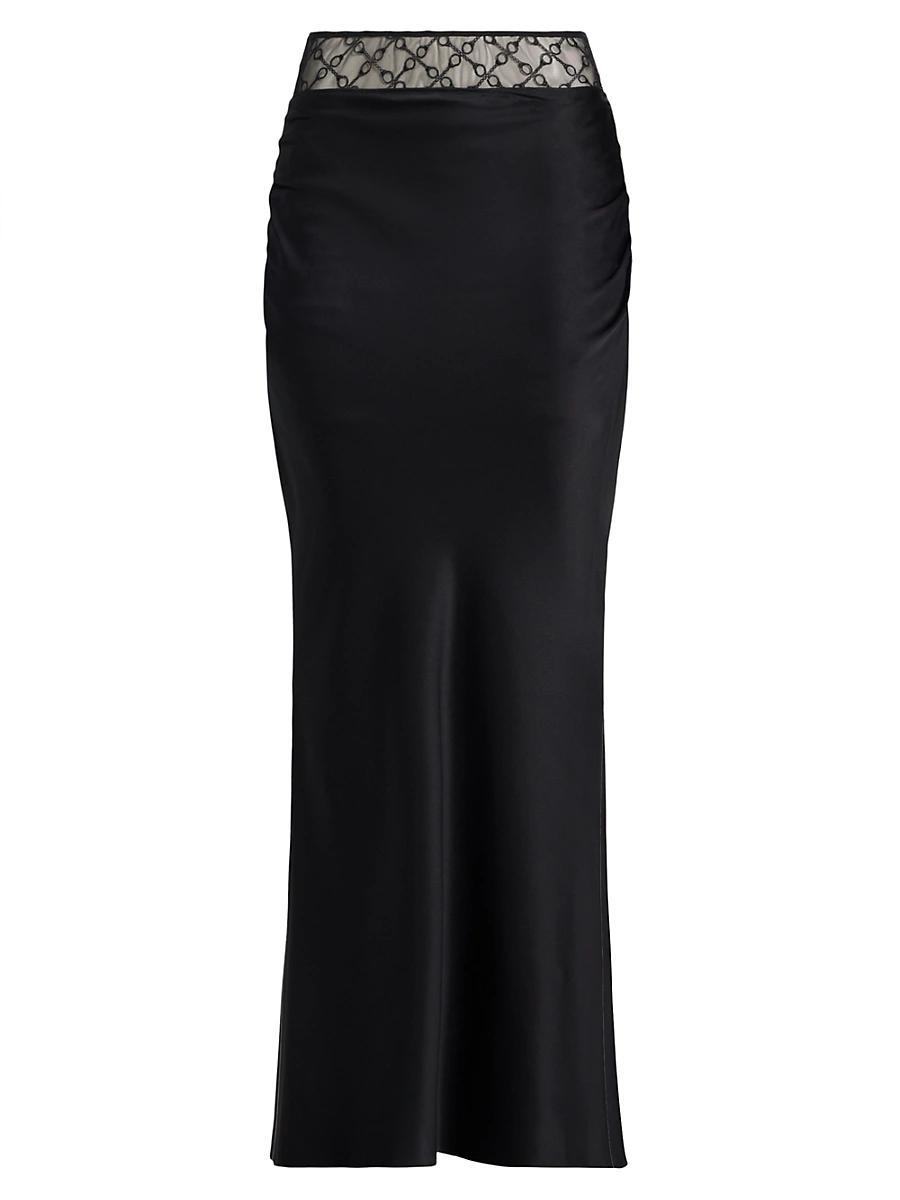 Womens Exposed Lace Silk-Blend Handcuff Skirt Product Image