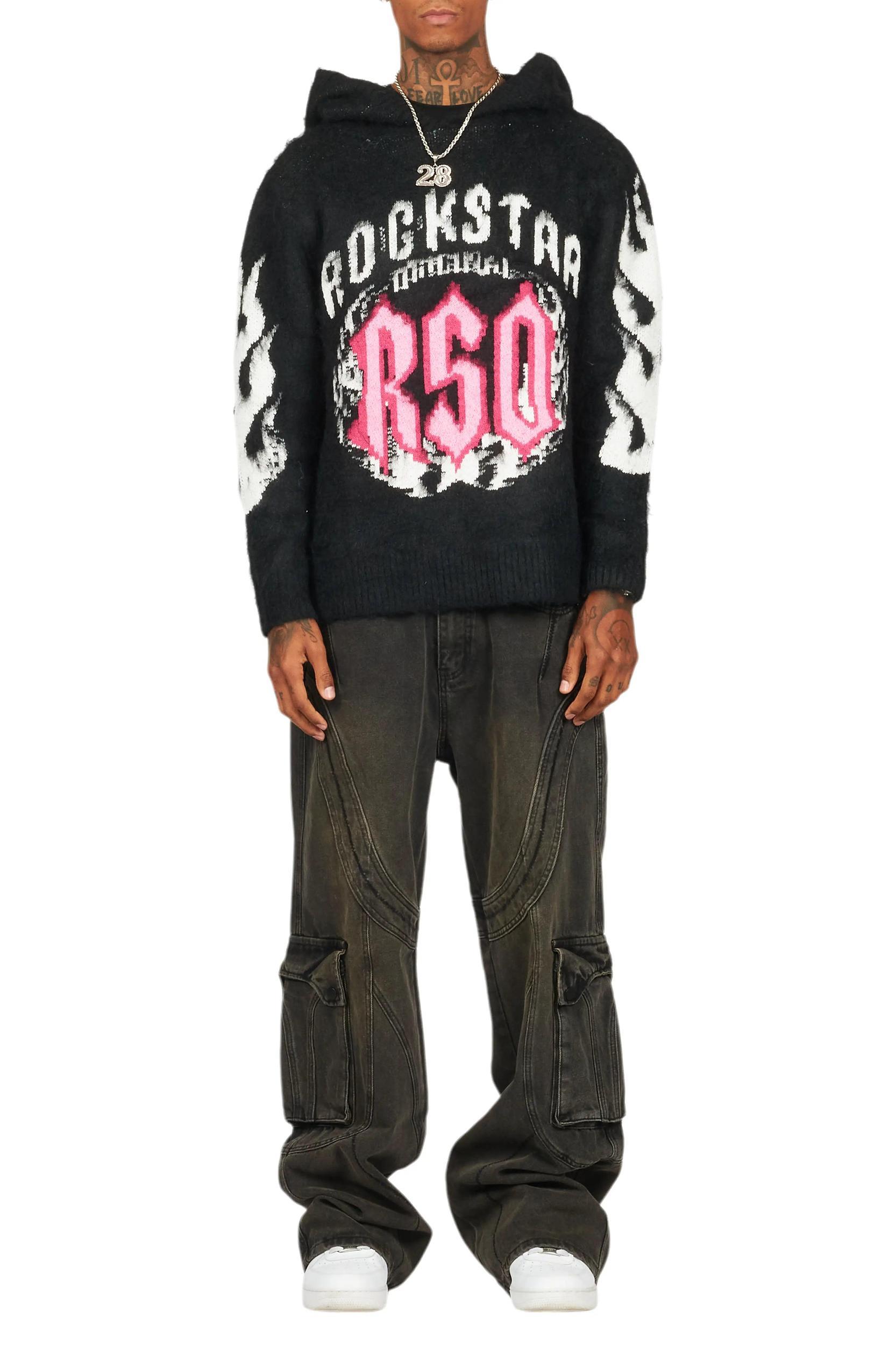 Boaz Black Graphic Mohair Hoodie Male Product Image