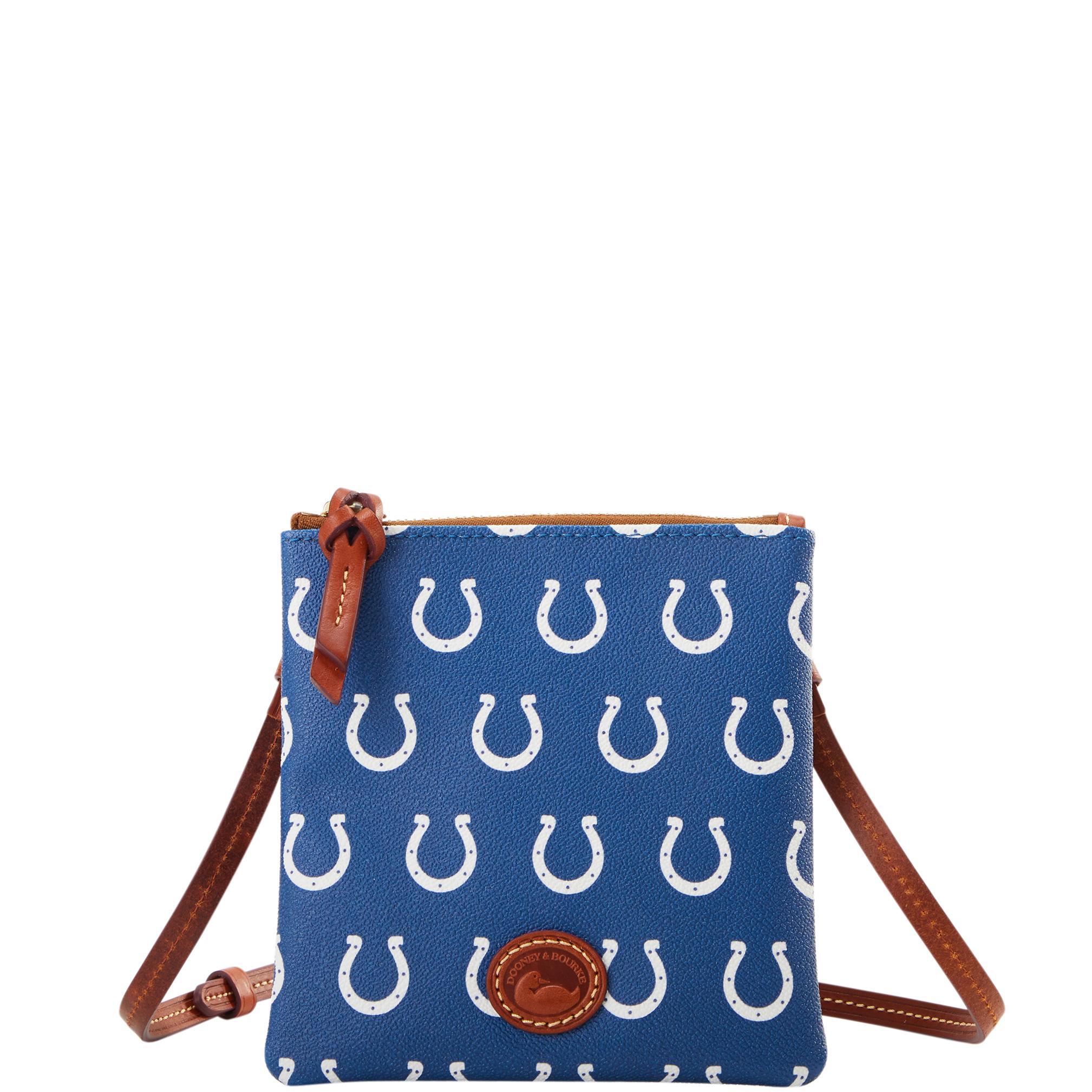 Dooney & Bourke Womens NFL Colts Small North South Top Zip Crossbody Coated Cotton Shoulder Bag in Blue Product Image