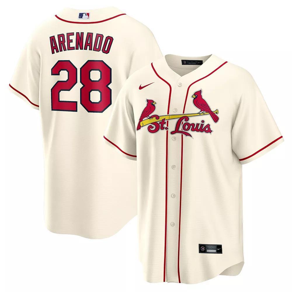 Men's Nike Nolan Arenado Cream St. Louis Cardinals Alternate Official Replica Player Jersey, Size: Small, Beige Product Image