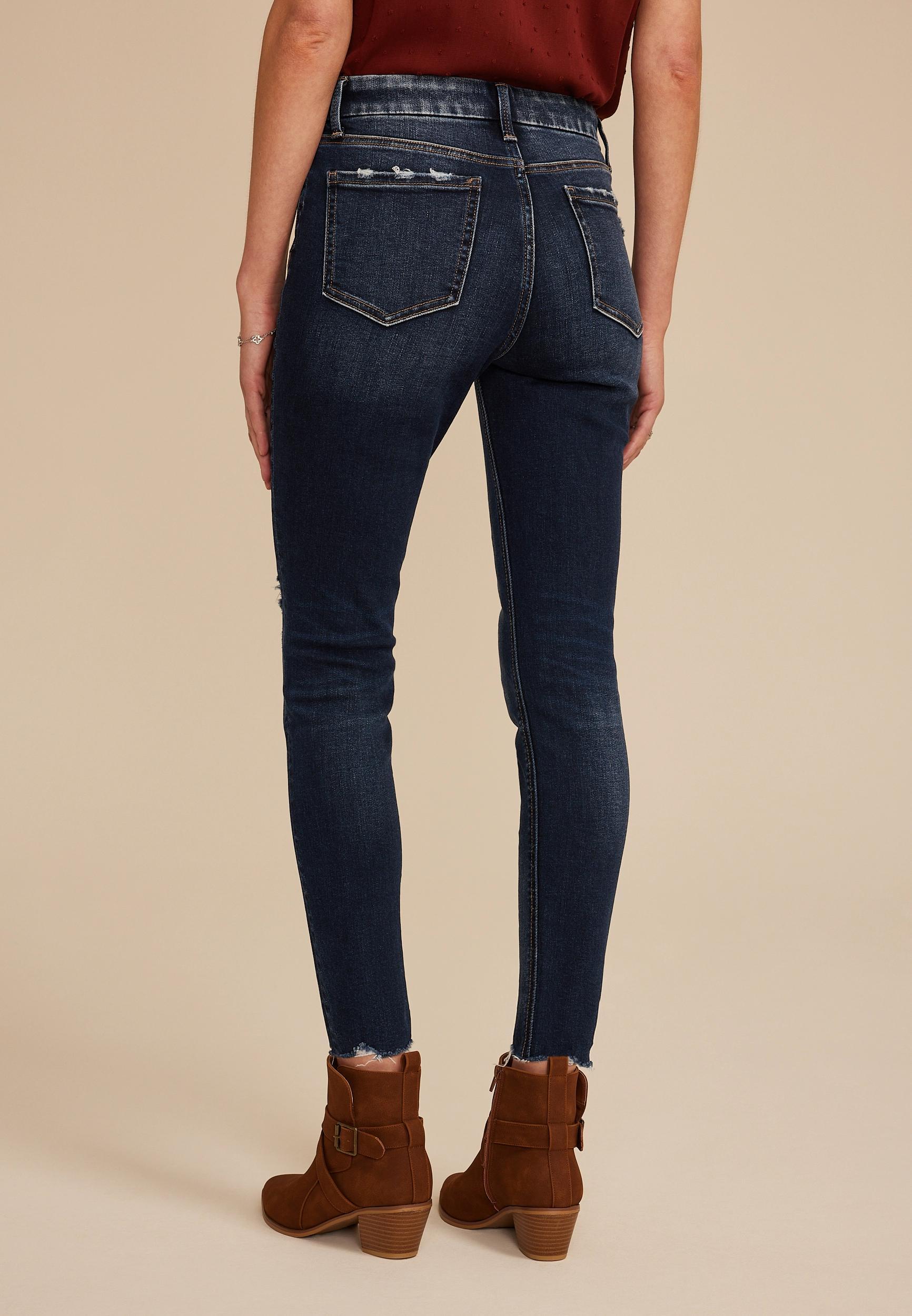 Flying Monkey™ Mid Rise Ripped Hem Skinny Jean Product Image