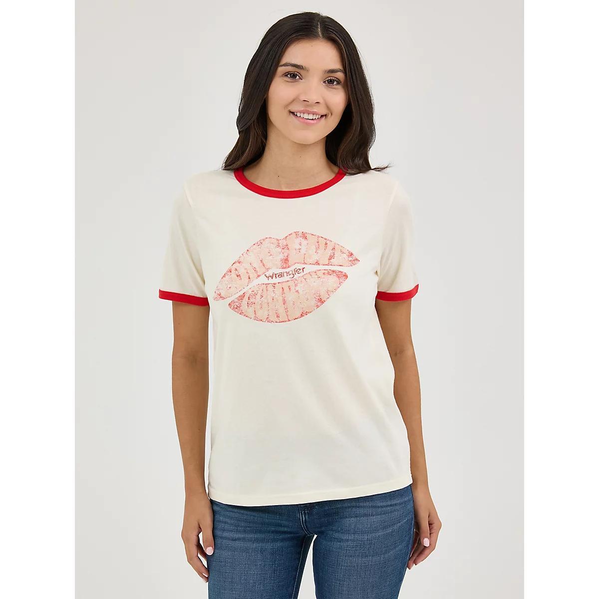 Women's Wrangler Graphic Ringer Tee in Rose Product Image