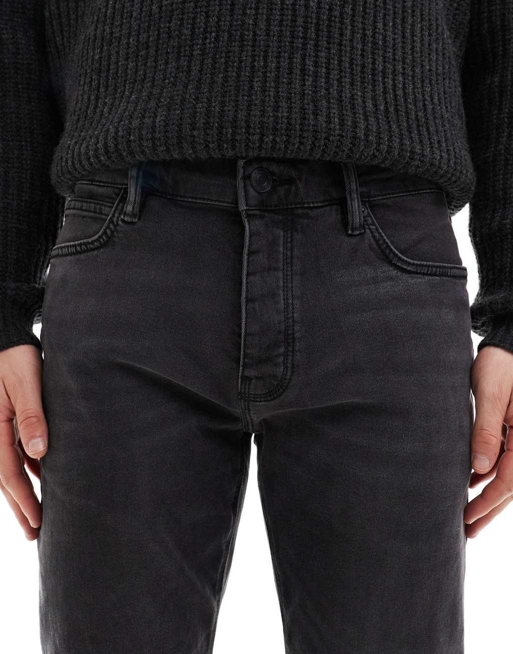 French Connection tapered jeans in washed black Product Image
