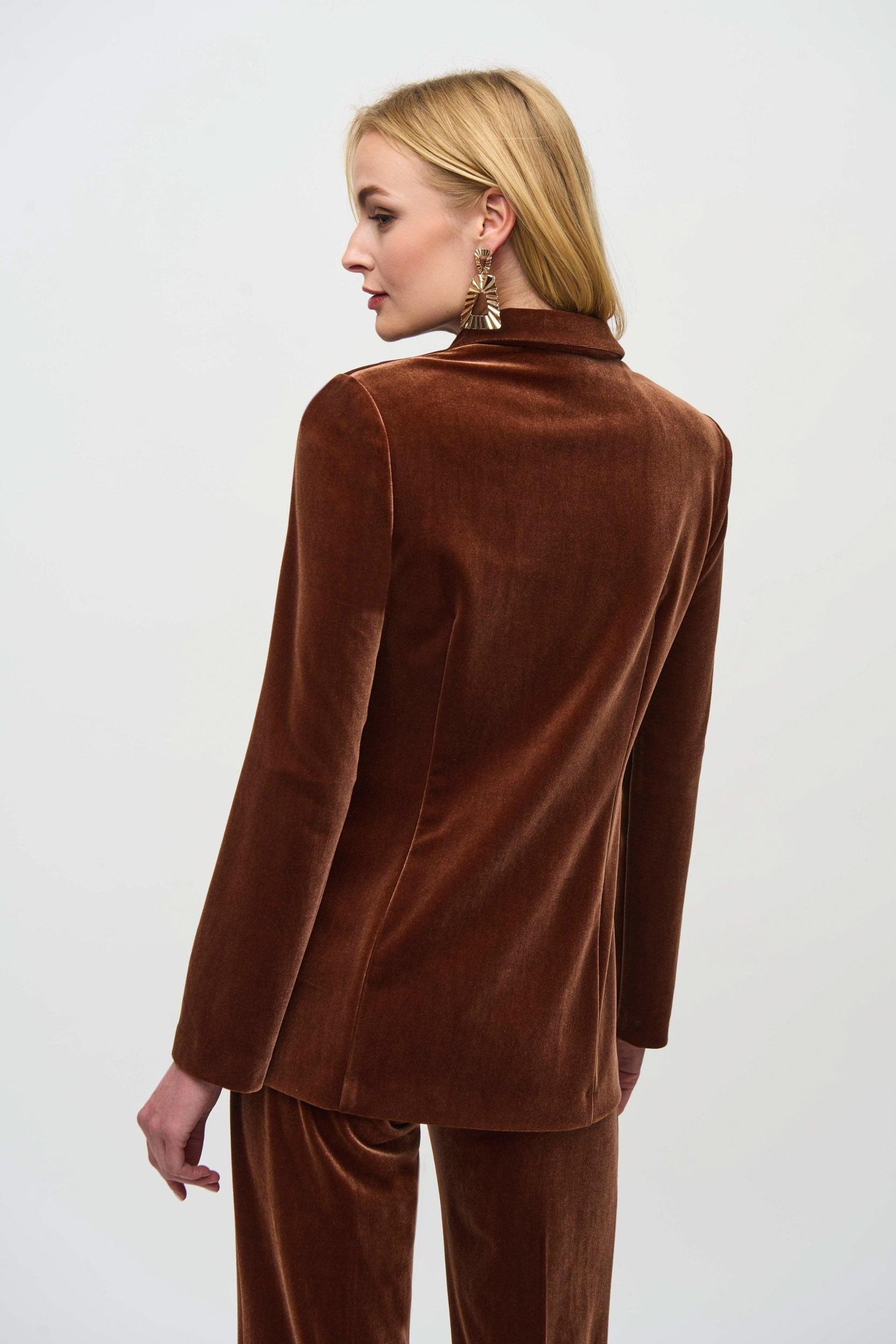 Velvet Fitted Blazer -Brown Product Image