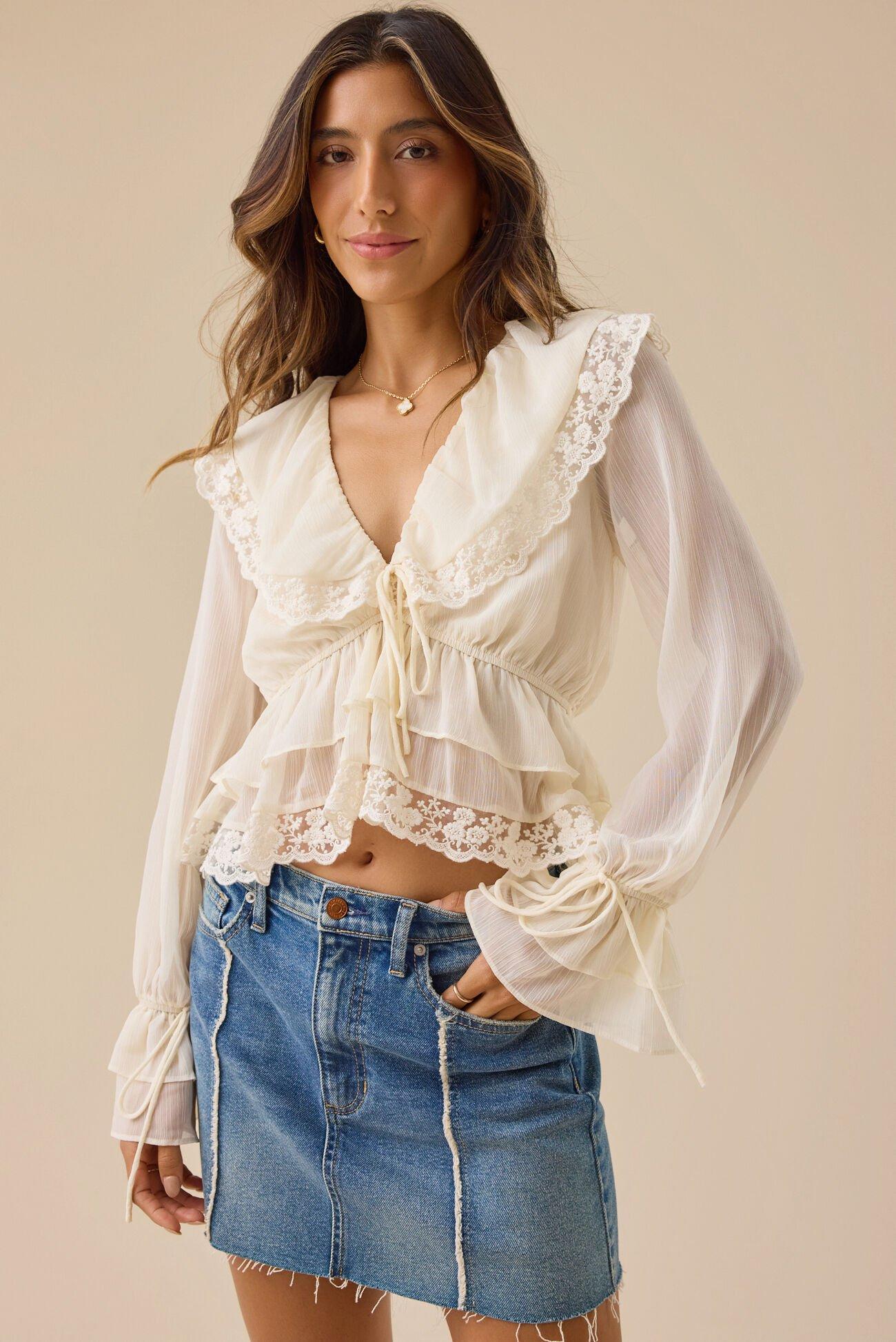 Vienna Lace Ruffle Blouse Product Image