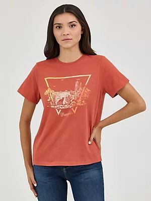 Women's Wrangler Southwestern Graphic Regular Fit Tee in Peach Parfait Product Image