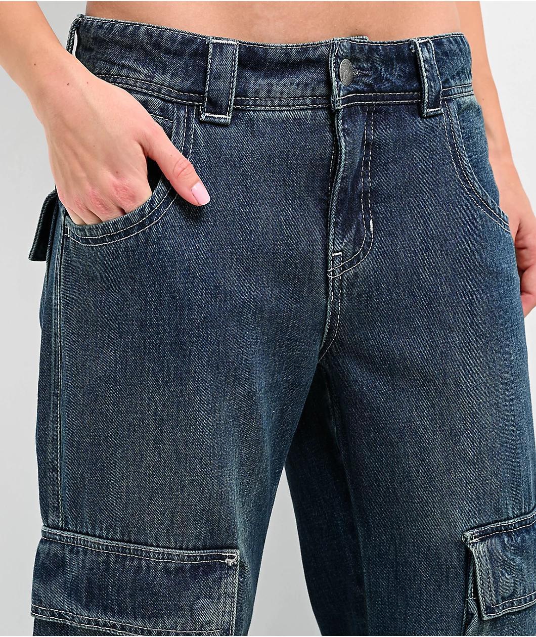 A.LAB Ether Blue Cargo Loose Jeans Product Image