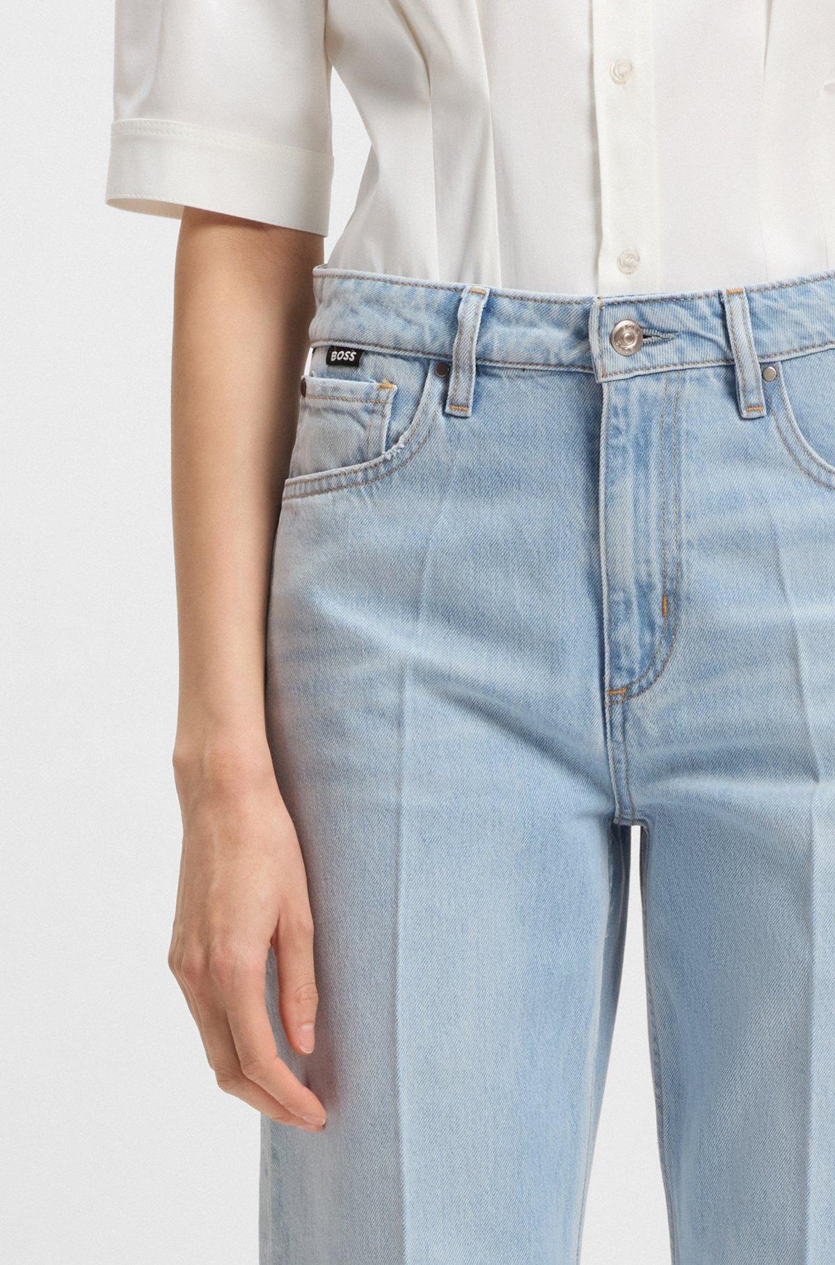 BOSS - Wide-leg jeans in blue rigid denim - Light Blue Product Image