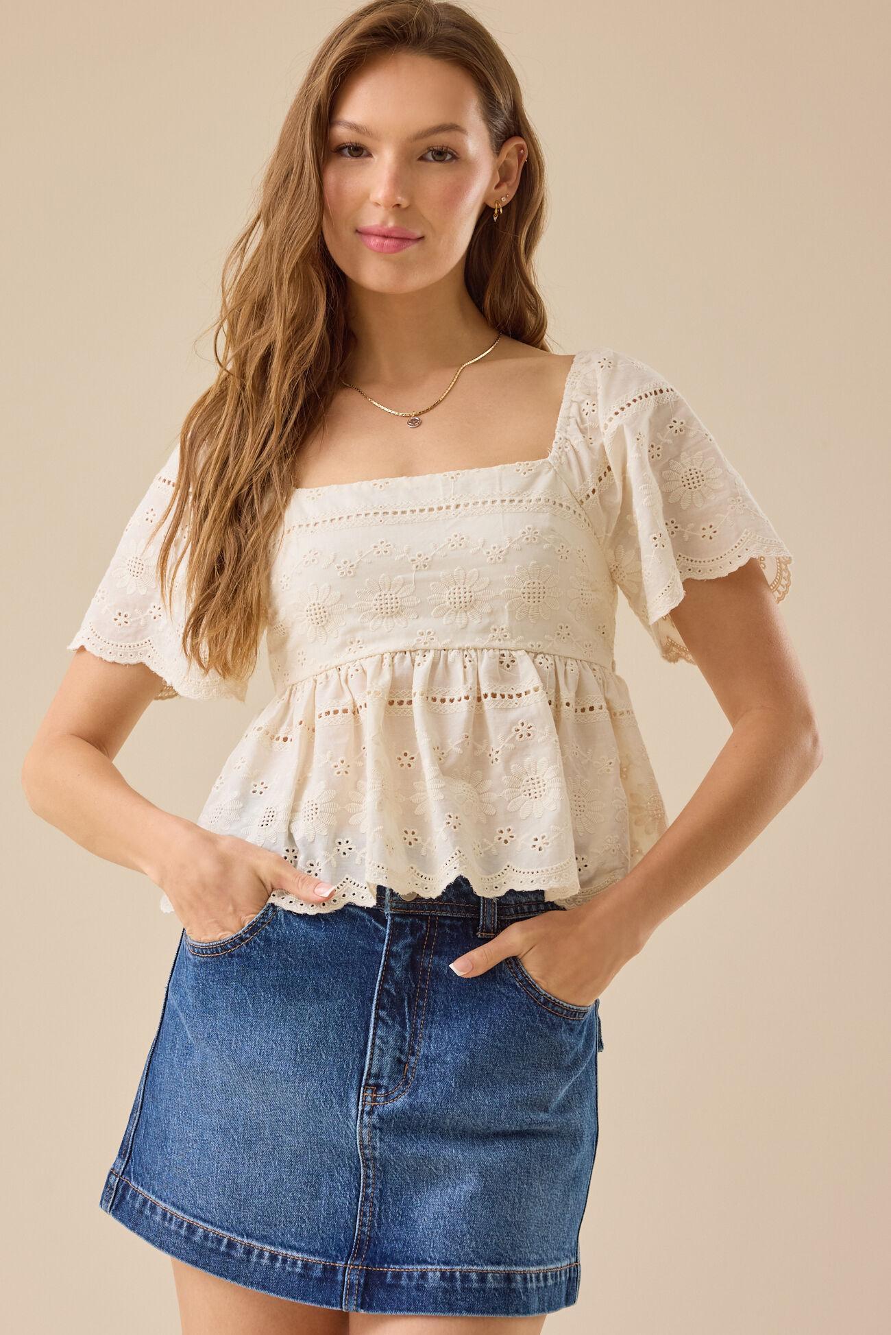 Corey Tie Back Embroidered Top Product Image
