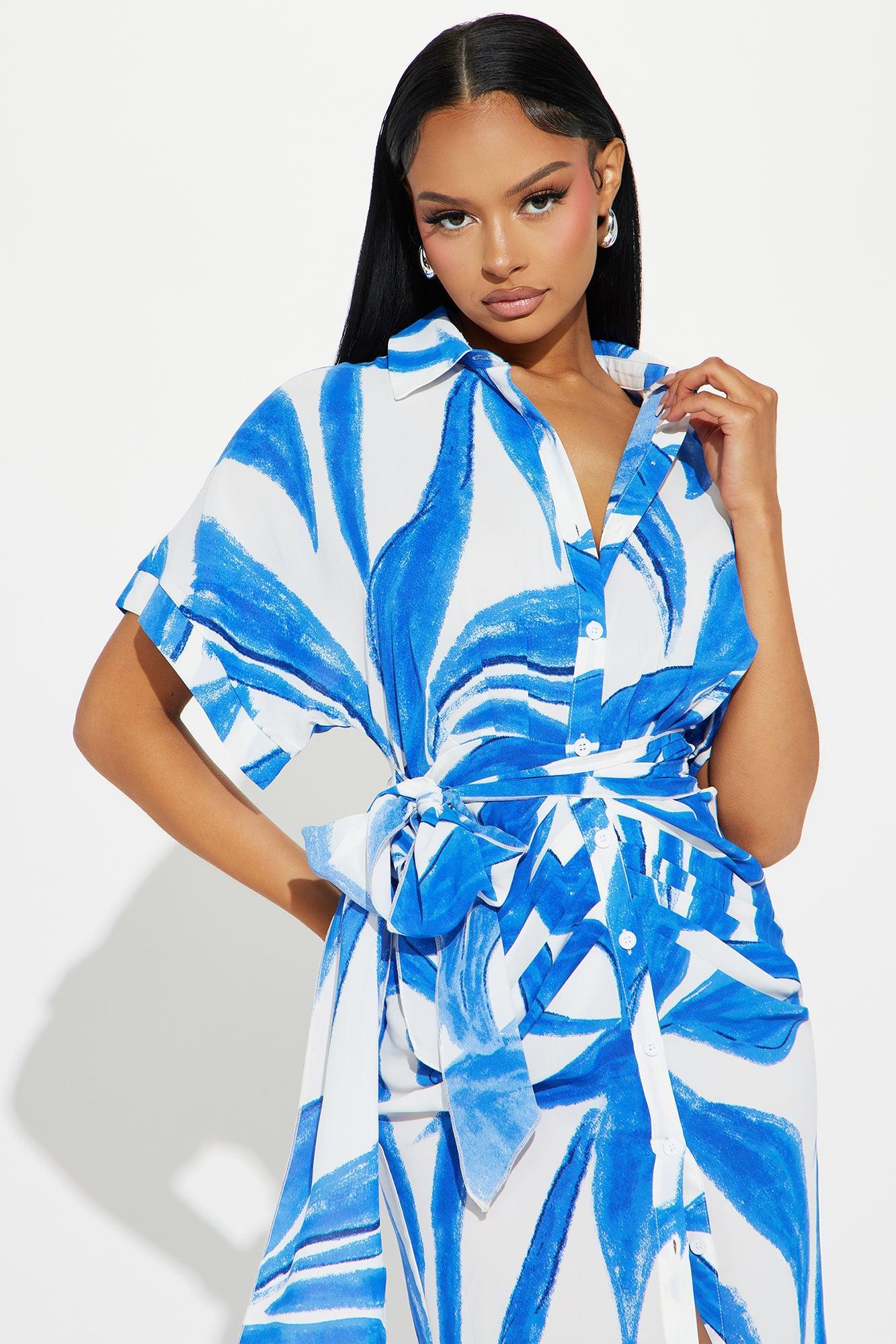 Paradise Challis Midi Dress - Blue/combo Product Image