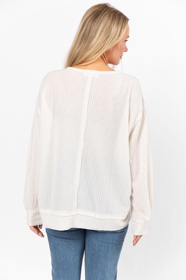 Reasonable Assumption Cream Brushed Waffle Knit Oversized Top FINAL SALE Product Image