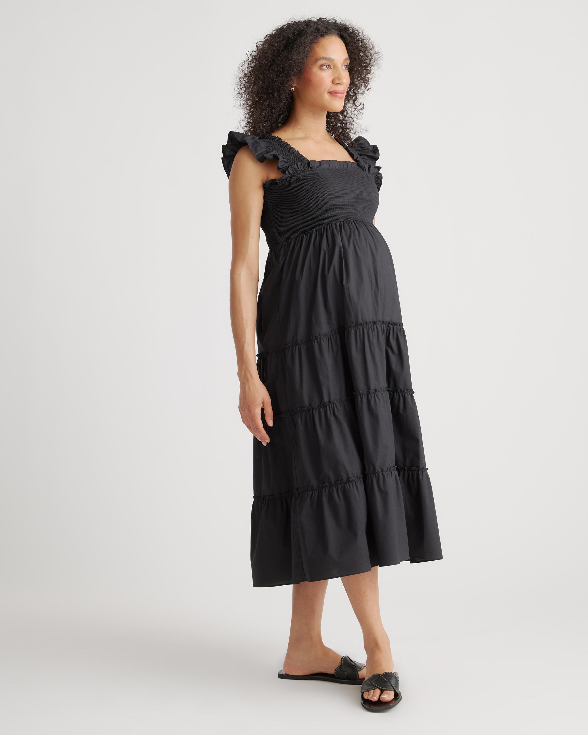 Quince | Women's Poplin Maternity Smocked Midi Dress Size XL, Organic Cotton Product Image
