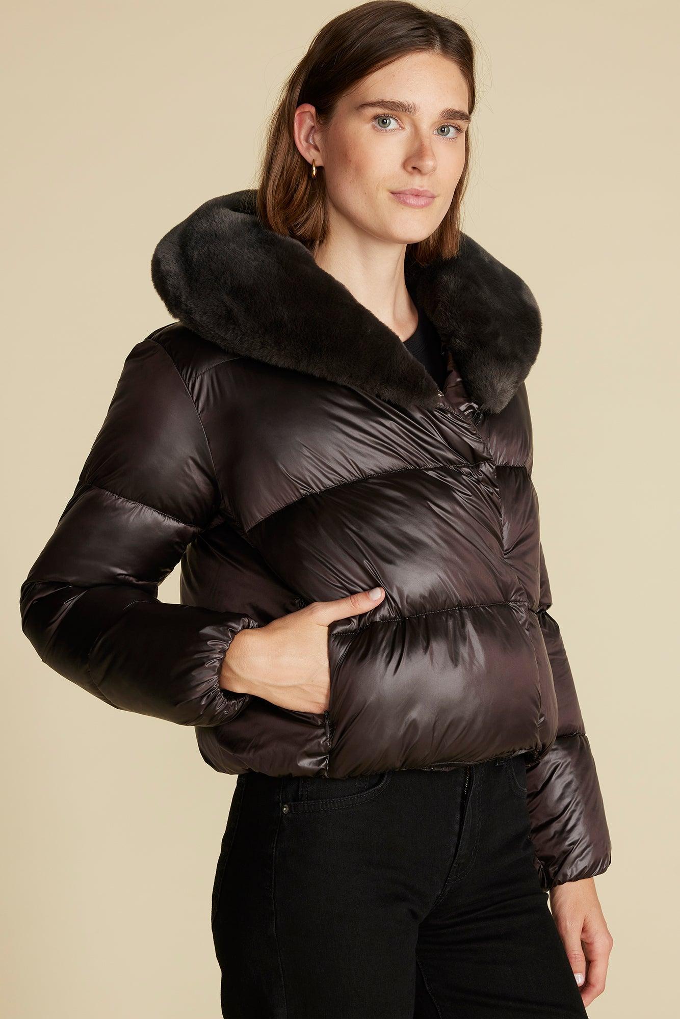 Save the Duck Mireille Puffer Jacket - Brown Black Product Image