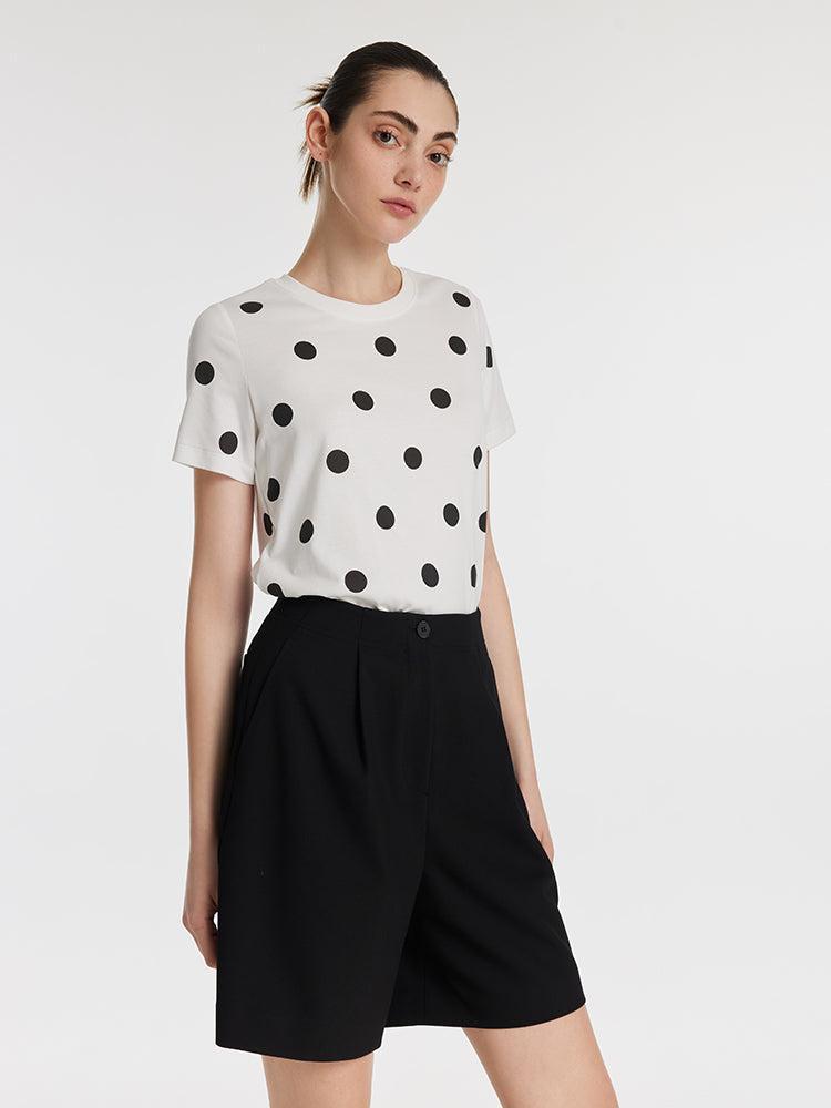 Polka Dots Print Round Neck Women T-Shirt Product Image
