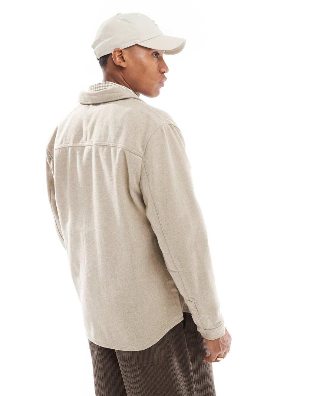 River Island overshirt in light stone Product Image