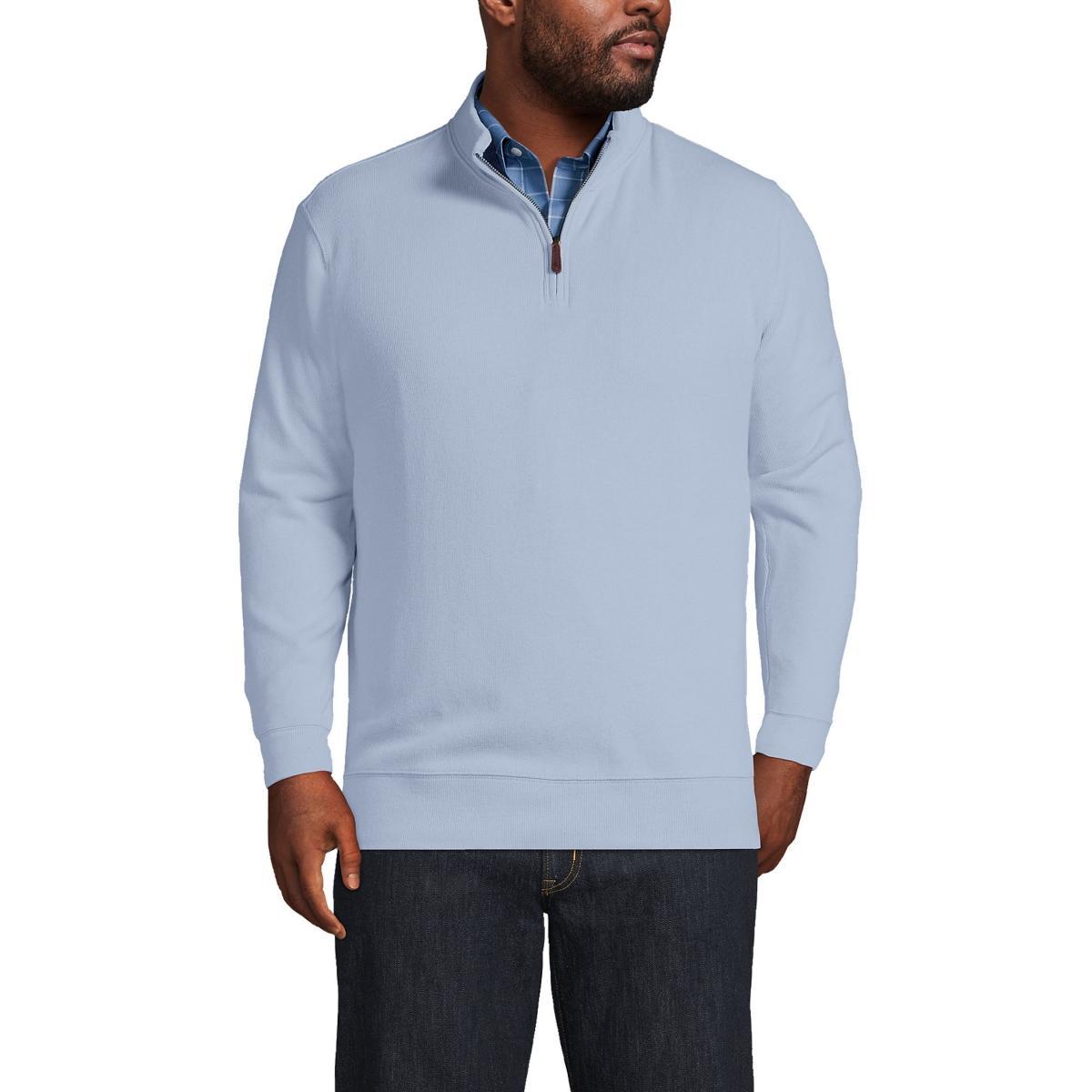Big & Tall Lands End Bedford Classic-Fit Ribbed Quarter-Zip Sweater, Mens Product Image