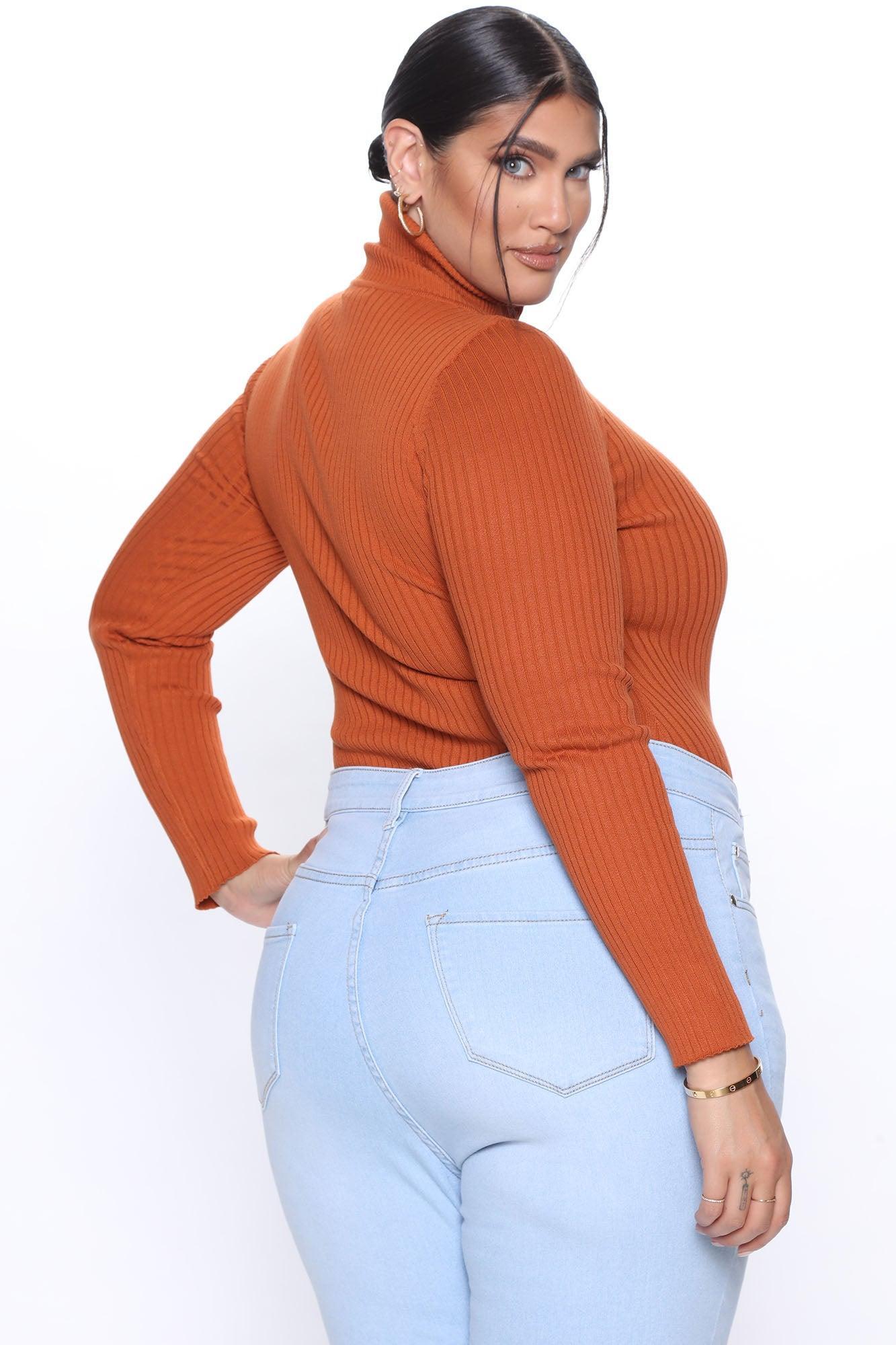 Make My Life Complete Sweater Bodysuit - Rust Product Image