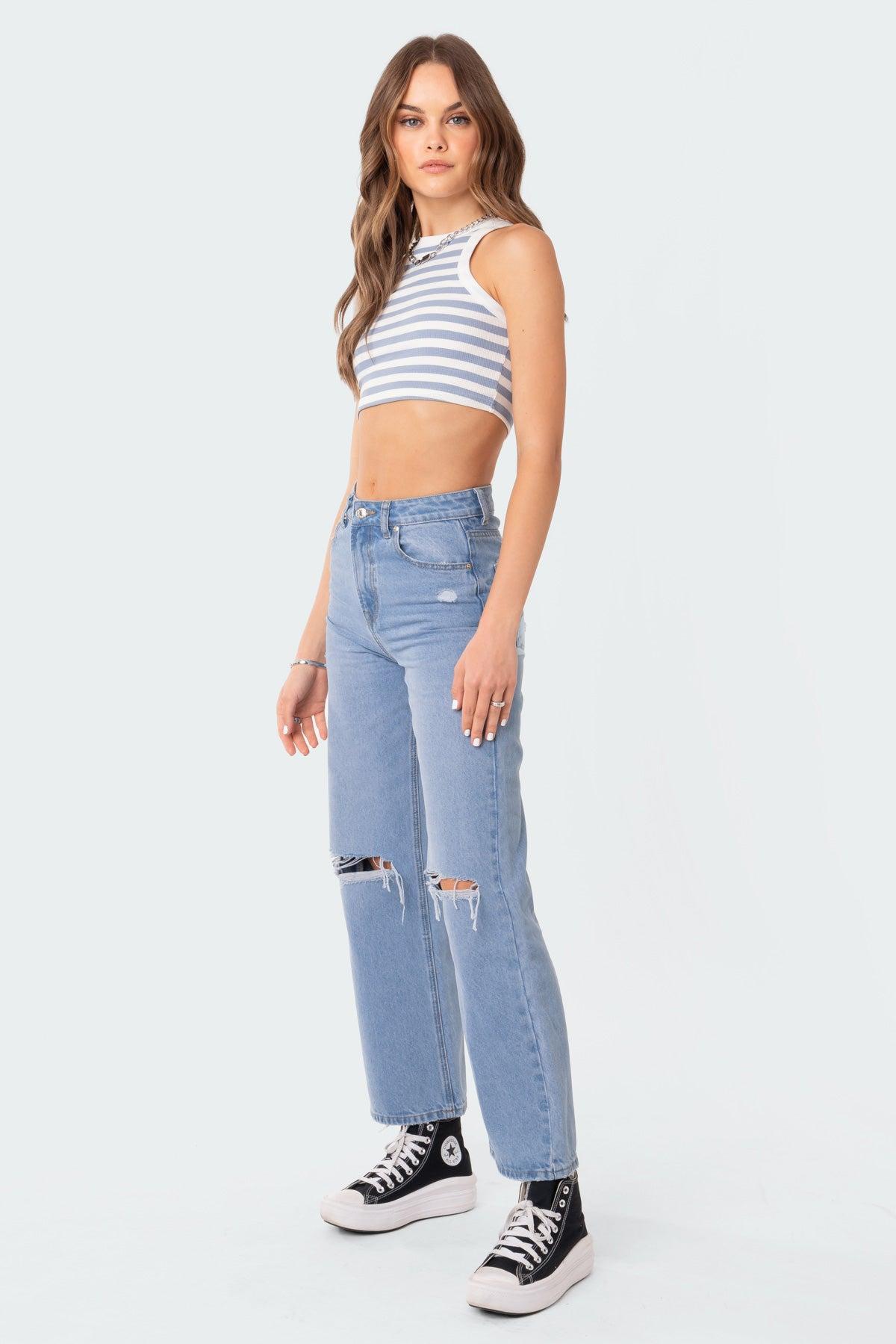 Racer Back Cropped Tank Top Product Image