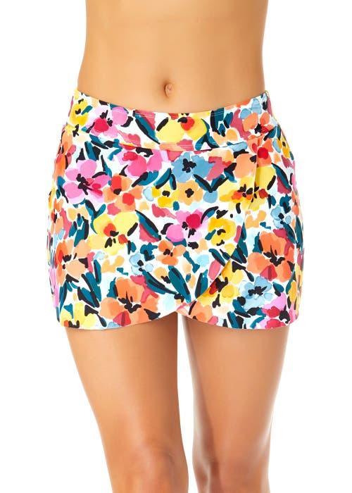 Anne Cole Women's Gradient Floral Drape Front Mid Rise Swim Skirt Bottom in Multicolored at Nordstrom, Size X-Small Product Image