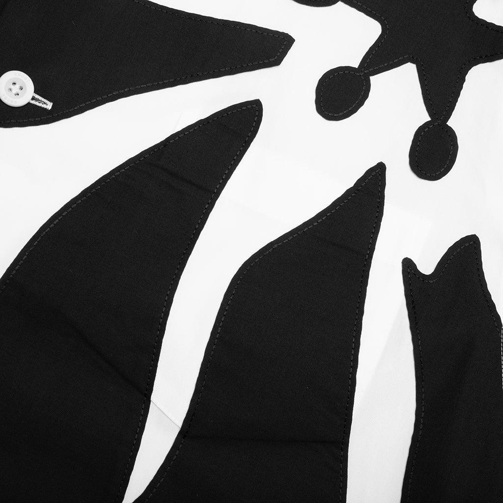 Floral Embroidered Patch Poplin Shirt - Off White/Black Male Product Image