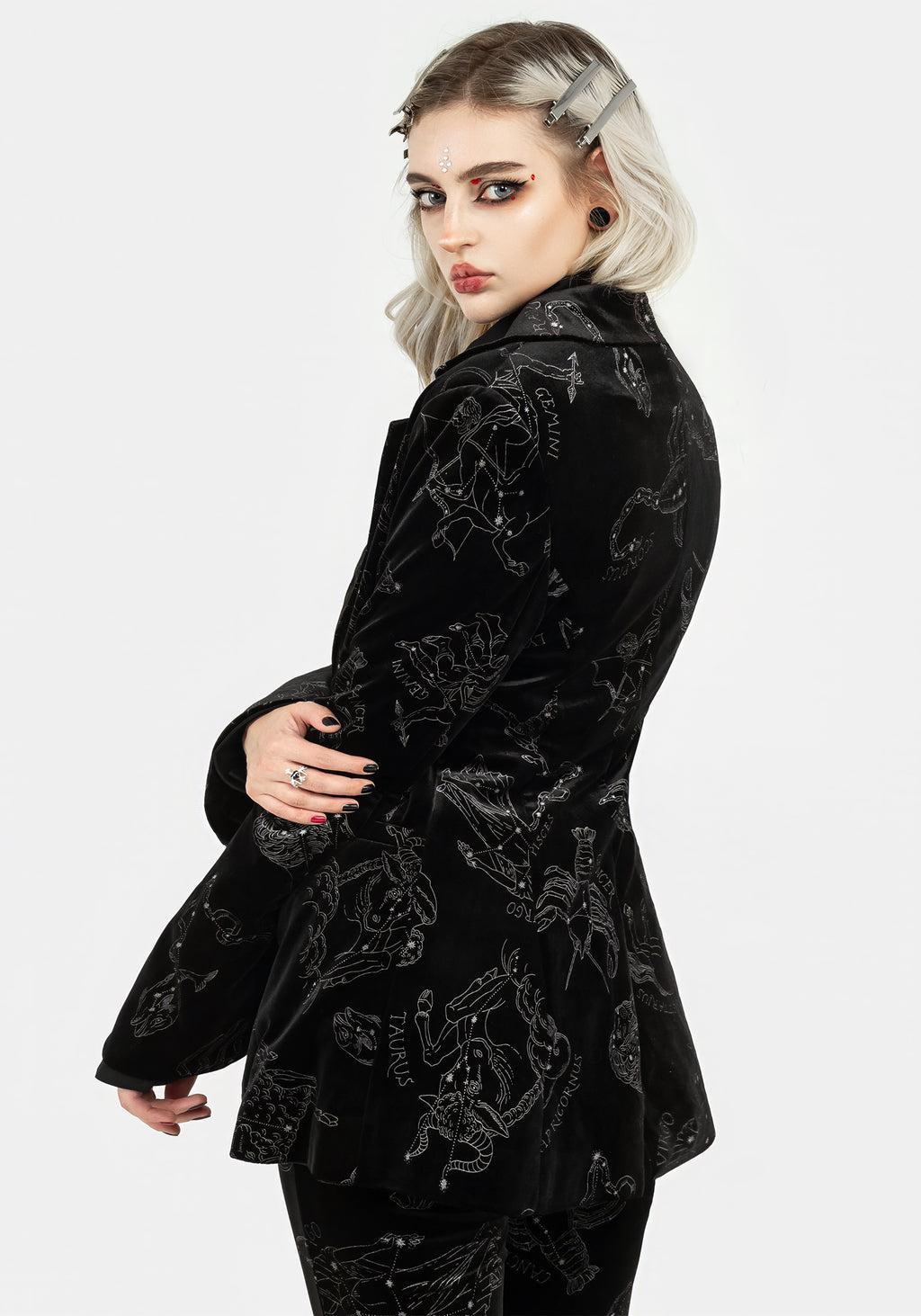 Zodiac Foil Print Velour Blazer Product Image