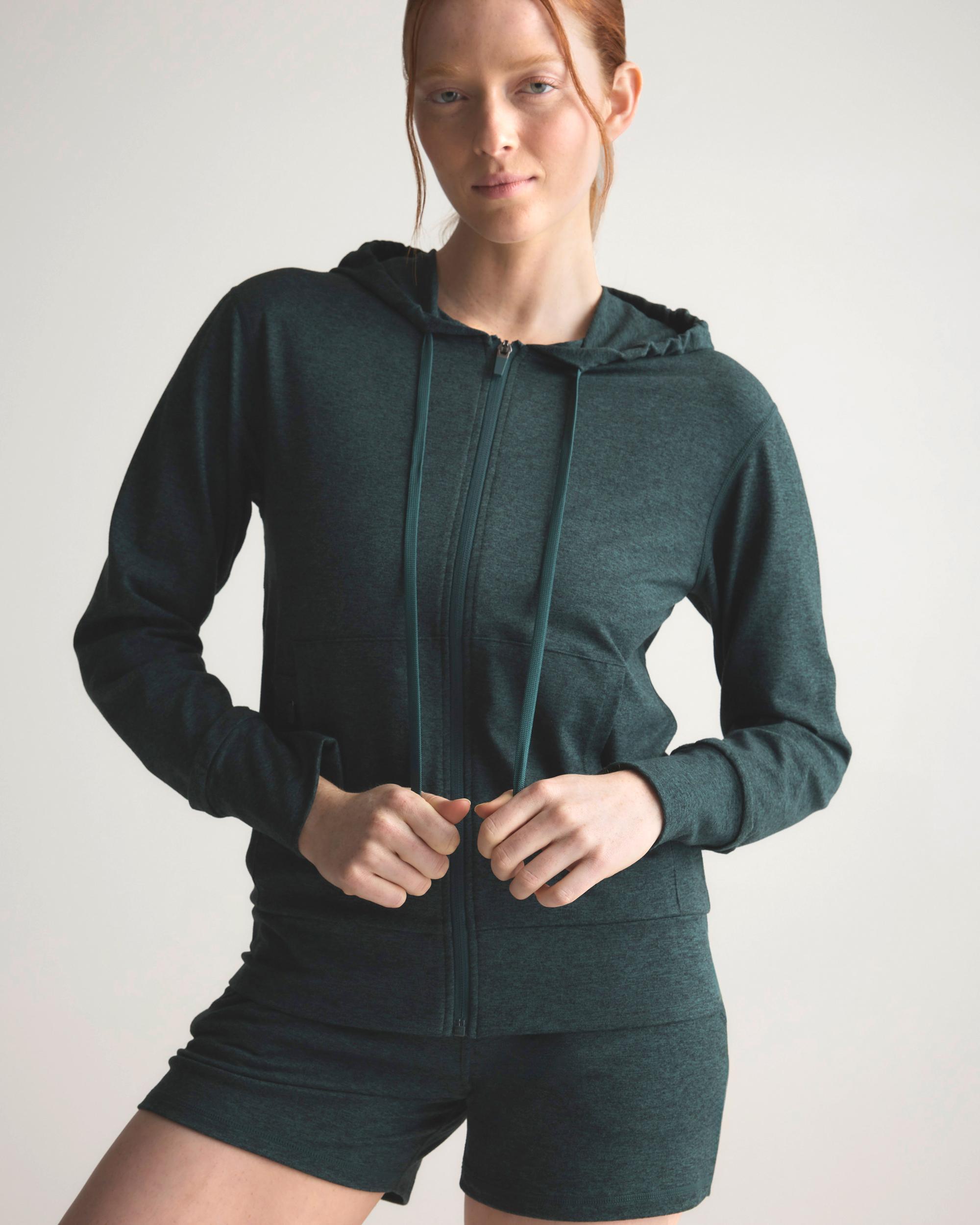 Quince | Women's Super Soft Performance Full Zip Hoodie Flowknit Activewear, Size XS, Recycled Polyester Product Image