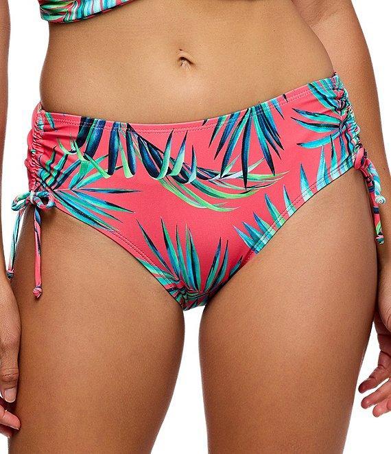 Next by Athena Tropicana Destination Palm Leaf Print Side Cinch Mid Rise Hipster Swim Bottom Product Image