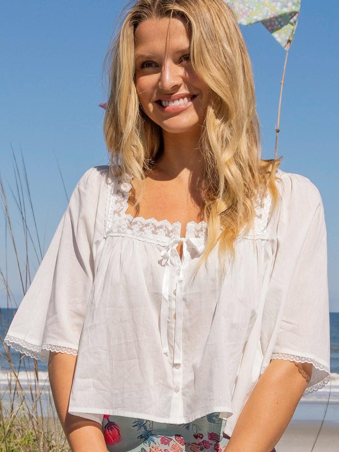 Prettiest Cotton Lace Blouse - Black Product Image