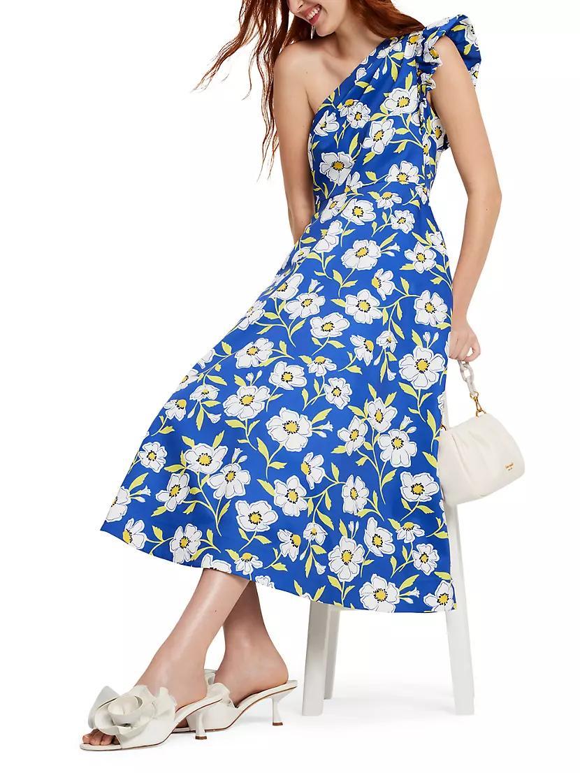Sunshine Floral Ruffled Faille Midi-Dress Product Image