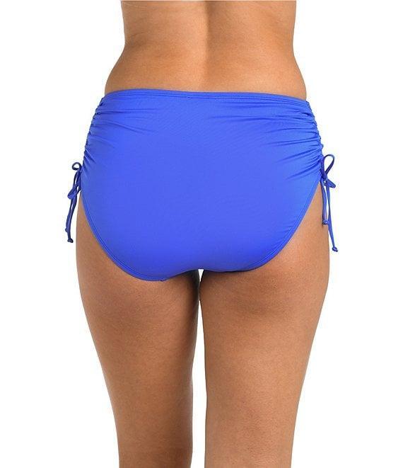 24th & Ocean Solid Mid Rise Adjustable Drawstring Tummy Control Hipster Swim Bottom Product Image