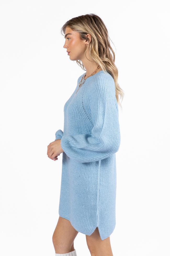 Sweet and Simple Sky Blue Crewneck Sweater Dress SALE Product Image
