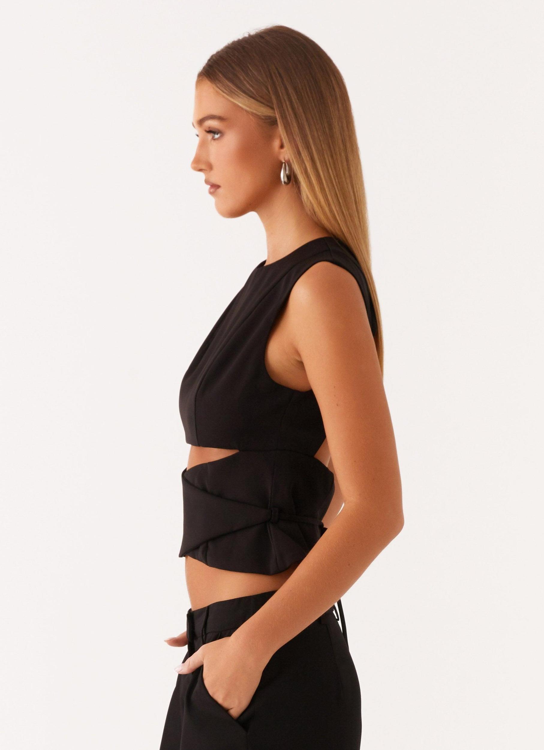 Cyra Wrap Top - Black Girls Product Image