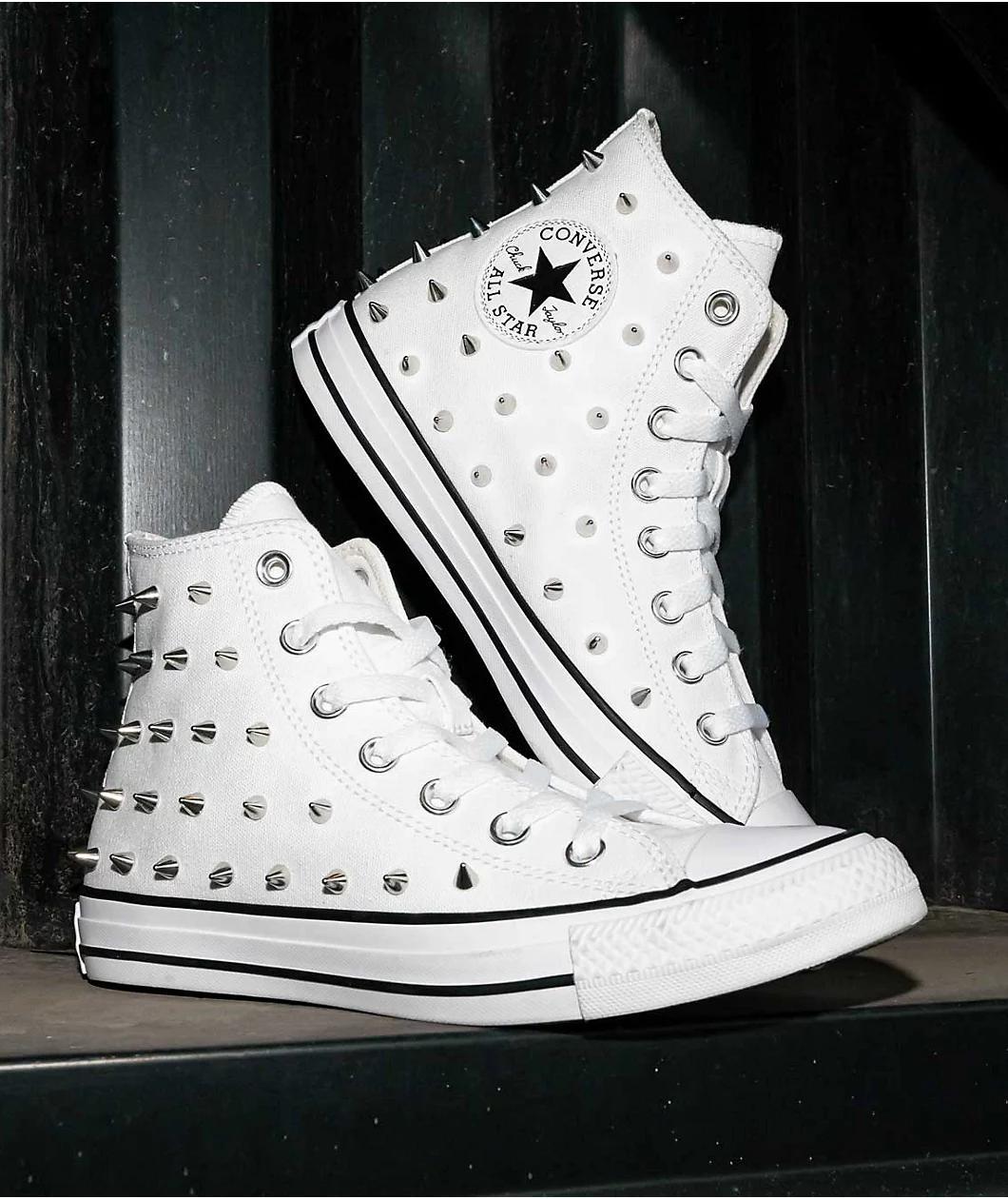 Converse Chuck Taylor All Star White Studded High Top Shoes Product Image