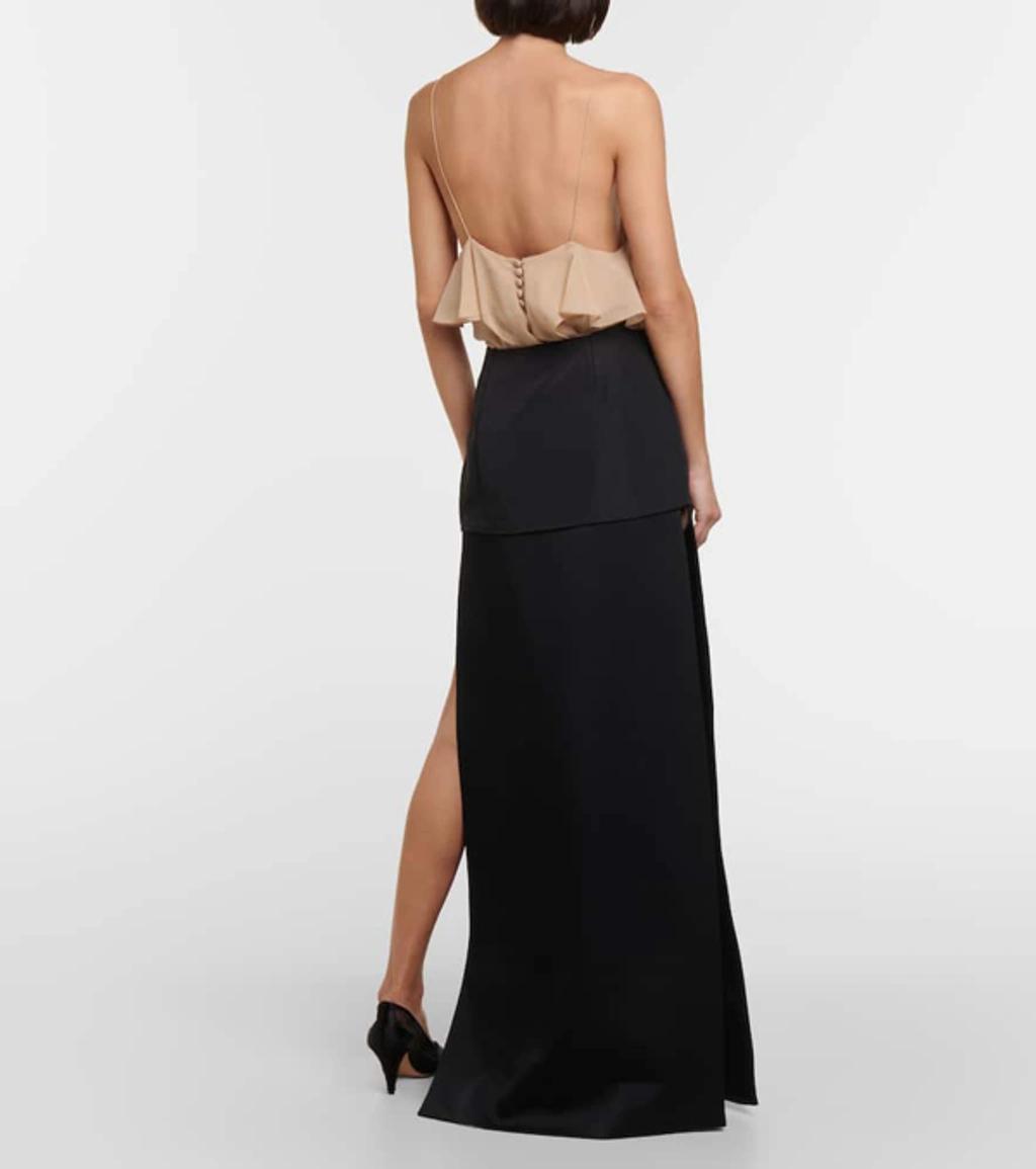 KHAITE Saxon Crepe Satin Maxi Skirt In Black Product Image