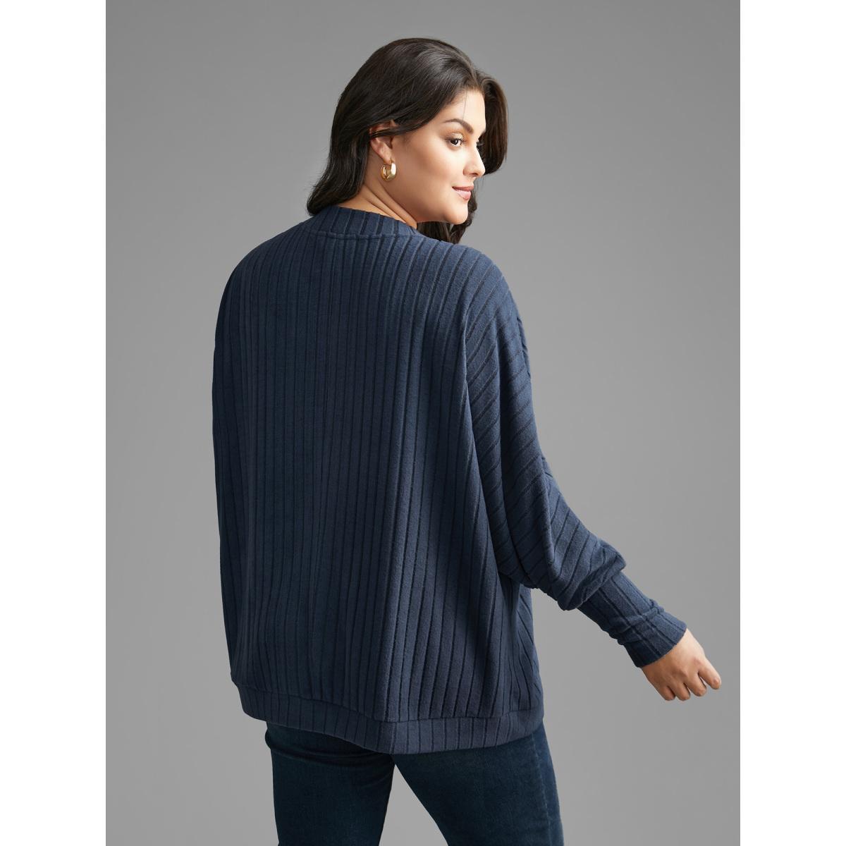 Plus Size Plain Pit Strip Curved Hem Coat Women Aegean Elegant Texture Ladies Everyday Winter Coats BloomChic 30/6X Product Image
