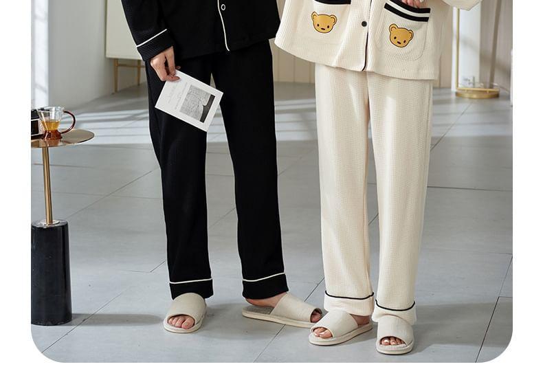 Couple Matching Loungewear Set : Long-Sleeve Bear Print Top + Pants Product Image