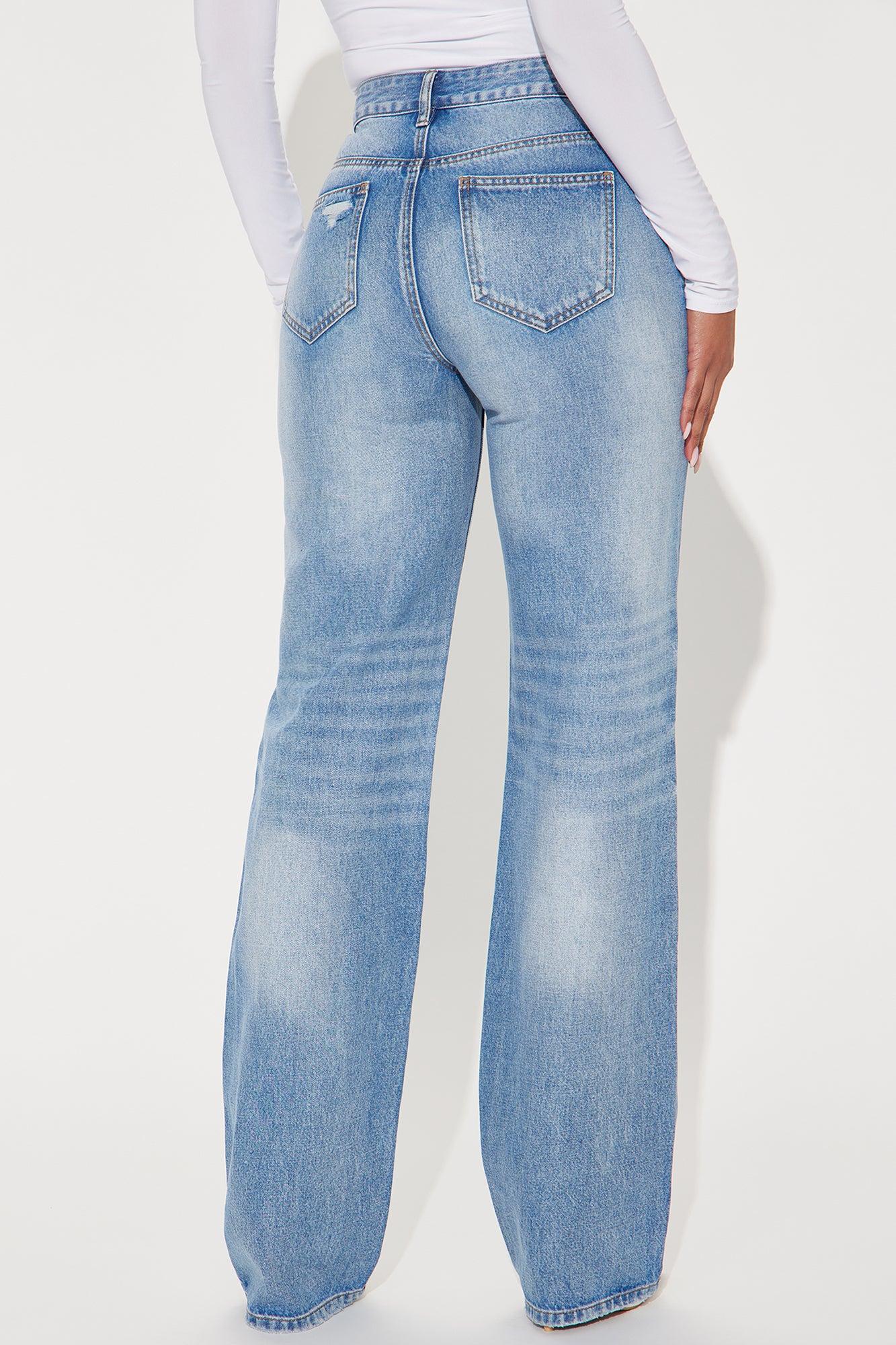Tall Yodit Ripped Straight Leg Jeans - Medium Wash Product Image