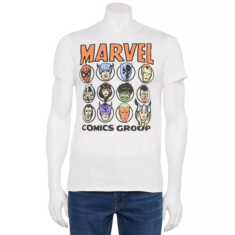 Men's Marvel Comic Heads Graphic Tee, Size: Small, White Product Image