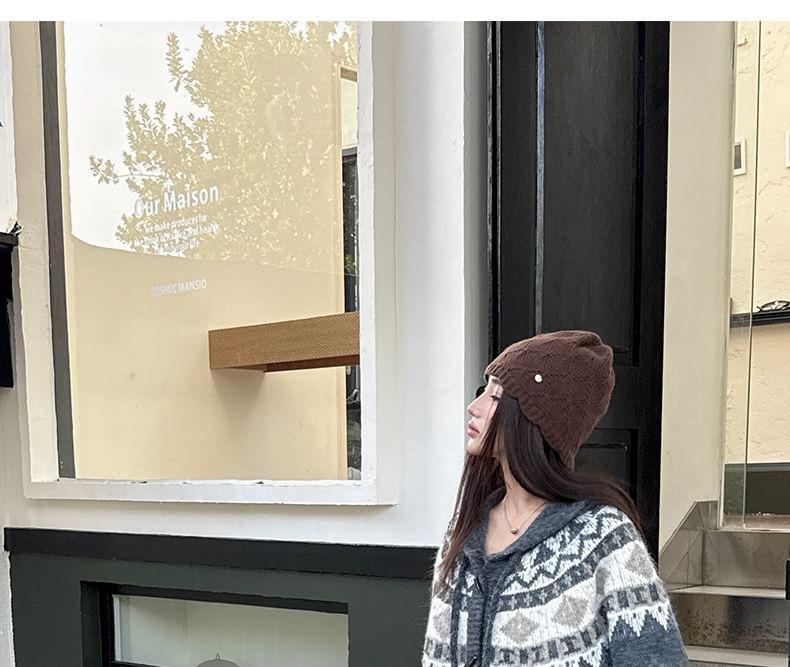Patterned Hood Toggle Cardigan Product Image